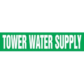 Accuform RPK709SSA Self-Stick "Tower Water Supply" Pipe Marker for 3/4" to 1-1/4" OD Pipe, White on Green, 1" H x 8" W