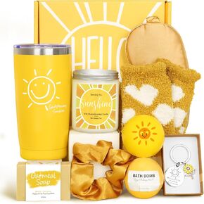 Gift Baskets for Women, 10pcs Unique Birthday Gifts for Women, Best Friend Birthday Gifts, Get Well Soon Gift Basket Sending Sunshine Gifts Cheer Up Box for Sister Friendship - BRIGHTEN UP HER DAY!