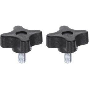 HARFINGTON 2pcs Star Knobs M6 x 20mm Male Thread Plastic 4-Star Stud Knob Hand Tightening Clamping Screw Replacement Threaded Handle, Black