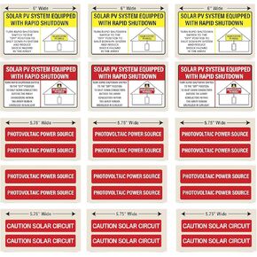 Solar PV Safety Installer Label Kit - Solar PV System Equipped with Rapid Shutdown, Photovoltaic Power Source, Caution Solar Circuit - Electrical Panel Safety Stickers (24 Pack)