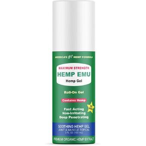 Hemp Roll On Gel - Muscle Rub for Back & Joint Discomfort - Soothing Gel with Organic Hemp Oil, Emu Oil, Menthol, Eucalyptus, Aloe Vera in Saudi Arabia