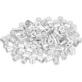 uxcell 120Pcs Aluminum Crimping Loop Sleeve for 1/32" Diameter Wire Rope, Round Aluminum Wire Rope Sleeve for Cable Line End