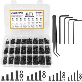 1615 PCS Hex Flat Head Cap Bolts Nuts Washers Assortment Kit with Hex Wrenches 10.9 Grade Alloy Steel Replacement Machine Fastener Screws and Bolts Nuts for 3D Printer Remote Control Projects and DIY