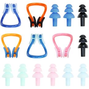 Penta Angel Swimming Nose Clips 5 Set Waterproof Silicone Swim Nose Plugs with Earplugs Ear Nose Protector for Men Women Adults Water Sports (5)