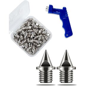 Track Spikes for Track Shoes (1/4 Inch), 50 Pcs Steel Replacement Track Spikes for Track and Field/Sprint/Running/Cross Country, with Storage Box and Wrench