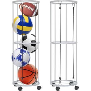Ball Storage Rack - Wall Mount Basketball Holder & Sports Ball Organizer for Garage, Indoor Rooms, Gyms and Outdoor Use
