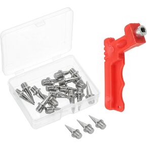 PATIKIL 1/2Inch Shoe Spikes, 16 Pack Steel Long Spikes Track and Field Running Spikes Replacement Spikes Nails with Spike Wrench for Jumping Sprint Sports Short Running Track, Silver