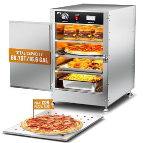 PYY Commercial Hot Box - Food Warmer Cabinet with Portable Tiers*4, Insulated Warming Cabinets with Water Tray, Perfect for Food Pans, Suit for Restaurant, School