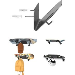 Universal Metal Skateboard Wall Mount Rack, Compatible with Skis/Longboards Wall Display 2.0mm Metal Material Hooks Fit for Mounting Skateboard Protective Supplies