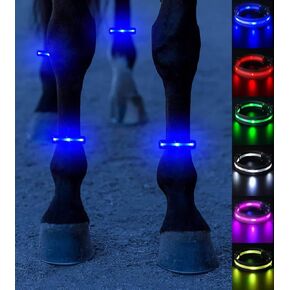 LED Horse Leg Band, 6 Colors in 1 Light up Horse Tack, USB Rechargeable LED Horse Light - Added Visibility & Safety for Night Horse Riding (4pcs)