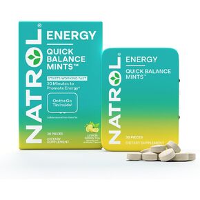 Natrol Quick Balance Energy Mints, Energy Supplement, 30 Lemon Green Tea Naturally and Artificially Flavored, 30 Count, 15 Day Supply