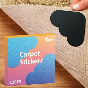 KppeX 12 Pack Cloud Design Rug Pad Gripper for Hardwood Floors, Double Sided Non-Slip Rug Pads,Washable Rug Tape Stickers,Area Rug Pad Carpet Tape,Under Corner Side Gripper