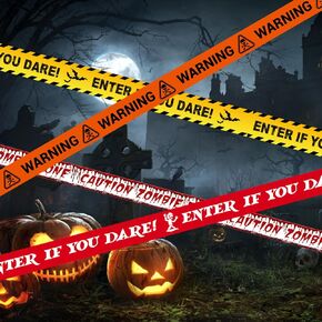 4 Pcs Halloween Decorations Caution Tape - ZOMBIE AREA DO NOT CROSS, 3 Inch x 120 Ft, Scary Halloween Zombie Decorations, Halloween Warning Barricade Safety Tape for Haunted House Party Danger Zone
