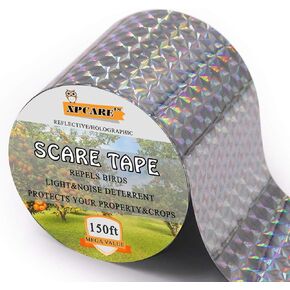 XPCARE Bird Scare Tape Ribbon - 150ft x 2in PET Reflective Tape Keep Wildlife and Property Protected