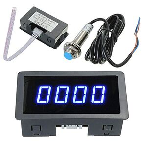 Car Blue 0.56 LED Display 4 Digital Tachometer RPM Speed Meter Hall Effect Proximity Switch Sensor NPN Kit