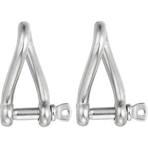 PATIKIL 316 Stainless Steel Twist Shackle 1/4" 6mm, 2 Pack 386 Lbs Load Screw Pin Shackles for Traction Steel Wire Ropes Marine Handling Accessories