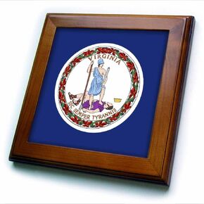 3dRose ft_55347_1 State Flag of Virginia PD-US Framed Tile, 8 by 8-Inch