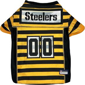 Pets First NFL Pittsburgh Steelers Throwback Dog Bumblebee Jersey, Retro Dog Yellow and Black Football Jersey, Size Large, Vintage Dog Shirt