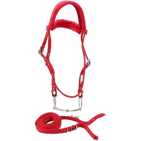 Tnfeeon Horse Bridle Reins, Adjustable Horse Bridle Rein Harness Headstalls Removable Snaffle with Soft Cushion