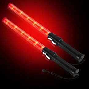 عبوتان من عصا المرور، عصا التحكم في حركة المرور مقاس 21 بوصة، أضواء التحكم في حركة المرور الجوية الحمراء، عصا المرور مع وضعين وامضين، عصا المرور بقيادة التحكم في حركة المرور لتوجيه السيارة (البطارية غير متضمنة) (2) in Kuwait