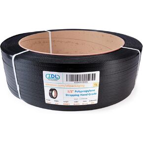 IDL Packaging 1/2" x 9000' Hand Grade Polypropylene (PP) Strapping Roll of 16" x 6" Core Size, 300 lbs Break Strength - Lightweight and Affordable Poly Banding - Elastic and Flexible Packing Straps
