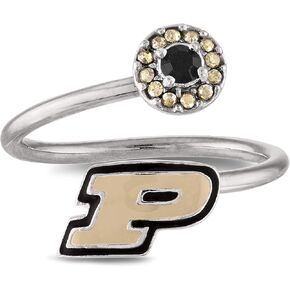 Stone Armory Purdue University Gifts and Purdue Jewelry - Stainless Steel Purdue Ring with Crystals - Hypoallergenic and Adjustable Sizes 5-12 - Purdue Gifts for Women