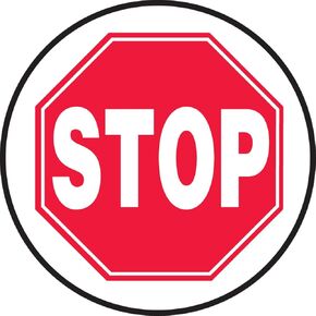 Accuform MFS2217 Slip-Gard Adhesive Vinyl Round Floor Sign, Legend "Stop", 17" Diameter, Red/White