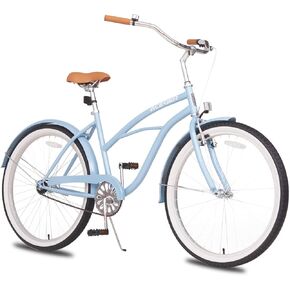 ACEGER 24 26 Inch Women Beach Cruiser Bike, Single Speed and 7 Speed, Adult Hybrid Bike Commuter Bicycle, Hi-Ten Steel Frame with Adjustable Handlebar and Saddle, Multiple Colors in Kuwait