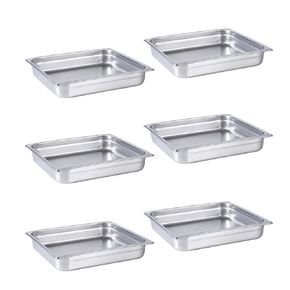 Steam Pan 1/3 Size x 4 Inch Deep 6 Pack Stainless Steel Anti-Jamming Food Cooking Pan (More Sizes & Lid Options)