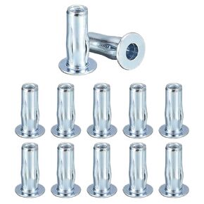 M8 Multi-Grip Rivet Nuts, 12pcs Pre-Bulbed Shank Flat Head Threaded Insert Nut Carbon Steel Plus Nuts Construction Fasteners for Industrial