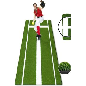 Softball Pitching Mat with Rubber 10' X 3' Softball Pitching Mound with Antifade Turf and 5mm Antislip TP-Rubber Bottom Foam Backing Fastpitch Equipment for Indoor & Outdoor Baseball Pitchers Practice in Saudi Arabia