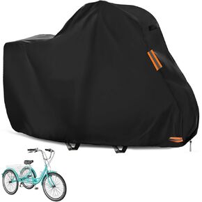 Adult Tricycle Cover for Adult Electric Trike Cycle, Bicycle Covers Outdoor Storage Waterproof for 3 Wheeled Bike 29 inch, Black