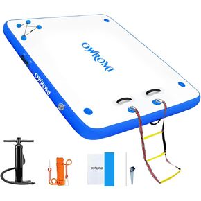 Inflatable Floating Dock Air Platform, 6/8/10ft Air Dock Platform Floating Island Raft, Enlarged Non-Slip Surface Water Floating Dock Mat, 6in Thick Water Platform Swim Dock Mat for Pool Beach Ocean