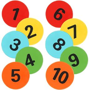 Numbered Poly Spot Markers 9inch Non-Slip Rubber Floor Dots for Gym, Flat Cones with Numbers Agility Markers Poly Spots for Classroom Dance Sports Soccer Basketball Speed Agility Training