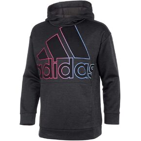 adidas Girls Hooded Fleece Tunic Pullover Sweatshirt (Black/Pink/Blue, Large)