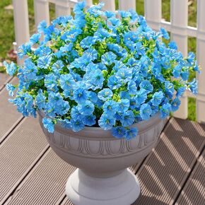 Ivydale Artificial Fake Fall Autumn Plants Flowers for Outdoor Outside, 12 Bundles Faux Silk Orange Morning Glory UV Resistant Realistic for Home Planter Porch Yard Patio Balcony Decor