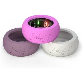 Upgrade Thick Ring Protector Compatible with Oura Ring Gen3, Samsung Galaxy Ring, Heart Shape Engraved Elastic Silicone Ring Cover, Sturdy, Suitable for Gym, Training (M for 8-10)