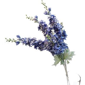 3pcs Artificial Delphinium Ajacis Flowers Fake Violet Silk Flower Table Kitchen Home Garden Party Wedding Decoration Orange