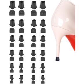 12 Pairs Heel Caps for High Heels, 6 Sizes High Heel Protectors, Black/Clear Heel Covers for High Heel Shoes, Perfect for Walking on Grass and Outdoor Weddings Events (Black)