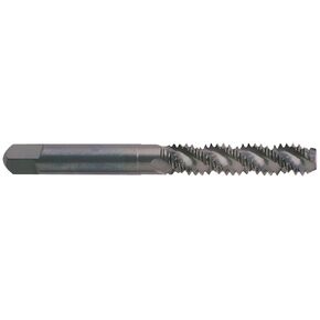 YG-1 C2 Series Vanadium Alloy HSS Spiral Flute Tap, Steam Oxide, Round Shank with Square End, Bottoming Chamfer, 1/4"-28 Thread Size, H3 Tolerance