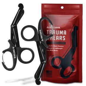 EVERLIT Trauma Shears Black Titanium Coated Non-stick Blades Stainless Steel Bandage Medical Scissors for EMT EMS Doctor and Nurses (7.5" Fullsize, 1 Pair)