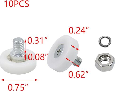 T Tulead 10 قطعة 19 مللي متر تحمل بكرة صغيرة خزانة بلاستيكية الأسطوانة الأثاث تحمل بكرة M6 in Kuwait