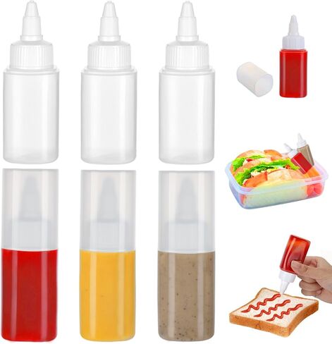 6 قطع زجاجة كاتشب صغيرة لصندوق الغداء - زجاجات ضغط بهارات 40 مل مع مخرج يمكن التحكم فيه، محمولة للسفر والشواء والمدرسة والمكتب والنزهة والأطفال والكبار ملحقات الغداء بينتو in Kuwait