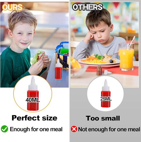 6 قطع زجاجة كاتشب صغيرة لصندوق الغداء - زجاجات ضغط بهارات 40 مل مع مخرج يمكن التحكم فيه، محمولة للسفر والشواء والمدرسة والمكتب والنزهة والأطفال والكبار ملحقات الغداء بينتو in Kuwait