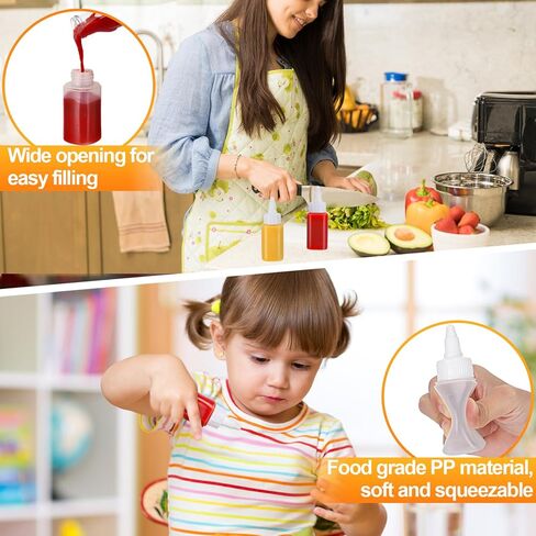 6 قطع زجاجة كاتشب صغيرة لصندوق الغداء - زجاجات ضغط بهارات 40 مل مع مخرج يمكن التحكم فيه، محمولة للسفر والشواء والمدرسة والمكتب والنزهة والأطفال والكبار ملحقات الغداء بينتو in Kuwait