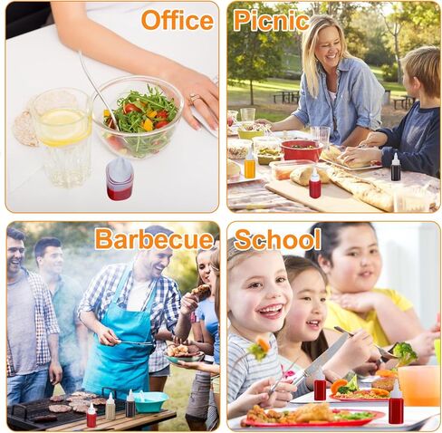 6 قطع زجاجة كاتشب صغيرة لصندوق الغداء - زجاجات ضغط بهارات 40 مل مع مخرج يمكن التحكم فيه، محمولة للسفر والشواء والمدرسة والمكتب والنزهة والأطفال والكبار ملحقات الغداء بينتو in Kuwait