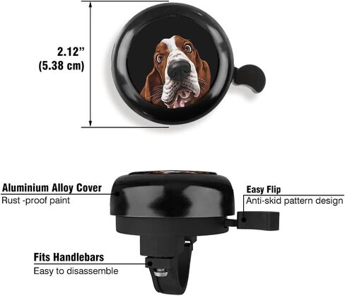 WIRESTER Black Aluminum Round Bike Bell, Classic Ring Bicycle Bell, Bike Accessories Bell Ring for Adults Kids Girls Boys - Dog Cat Animal Cute Records in Saudi Arabia