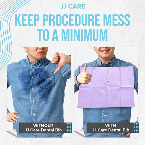JJ CARE Dental Bibs [Pack of 500] - 13" x 18" Purple Dental Bibs, 3 Ply Waterproof Dentist Bibs, Dental Bibs Disposable for Eyelash Extension, Patient Bibs for Nail Art, Dental Napkins for Piercing in Kuwait