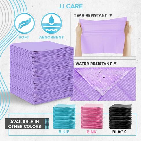 JJ CARE Dental Bibs [Pack of 500] - 13" x 18" Purple Dental Bibs, 3 Ply Waterproof Dentist Bibs, Dental Bibs Disposable for Eyelash Extension, Patient Bibs for Nail Art, Dental Napkins for Piercing in Kuwait