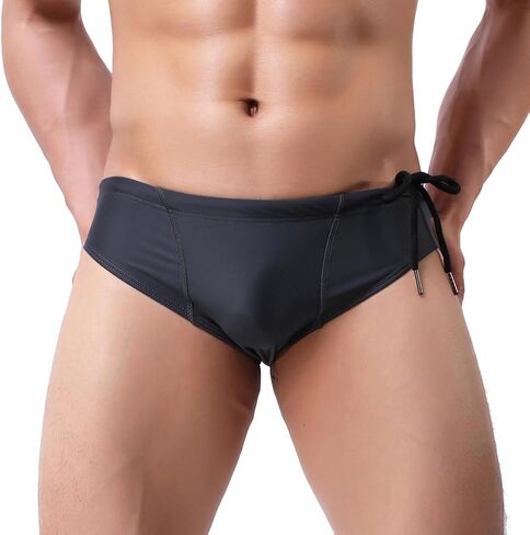 Summer Code Mens Swim Briefs Bikini Sport Swimwear Bathing Suit Solid Sexy Swimsuit with Drawstring in Kuwait